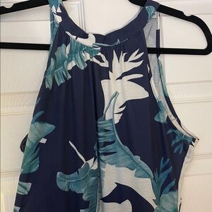 Leaf Print Halter dress with bow